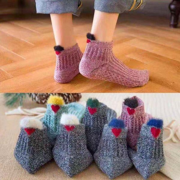 

летний новый теплый хлопок корейский моды любят женщин шерсти кольца носки утолщенной теплые короткие трубки хлопковые носки, Pink;yellow
