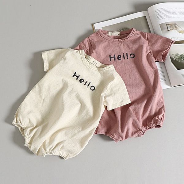 

summer korean style baby bodysuits letter print boys girls jumpsuits cute infant clothes, Blue