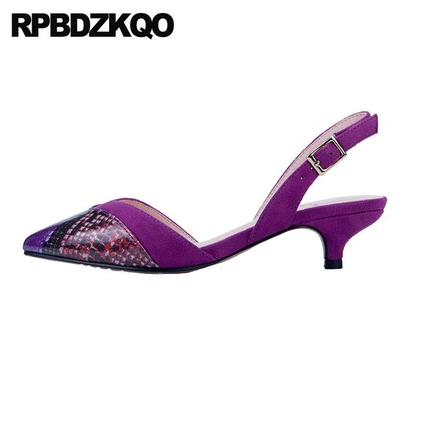 

sandals big size 11 high heels pointed stiletto closed toe low heel genuine leather purple pumps women shoes 2020 spring, Black