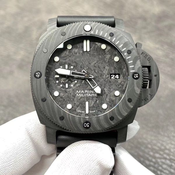 

vs factory table size 47 mm luminous dot sapphire crystal glass carbon fiber case p. 9010 movement 300 meters of waterproof, Slivery;brown