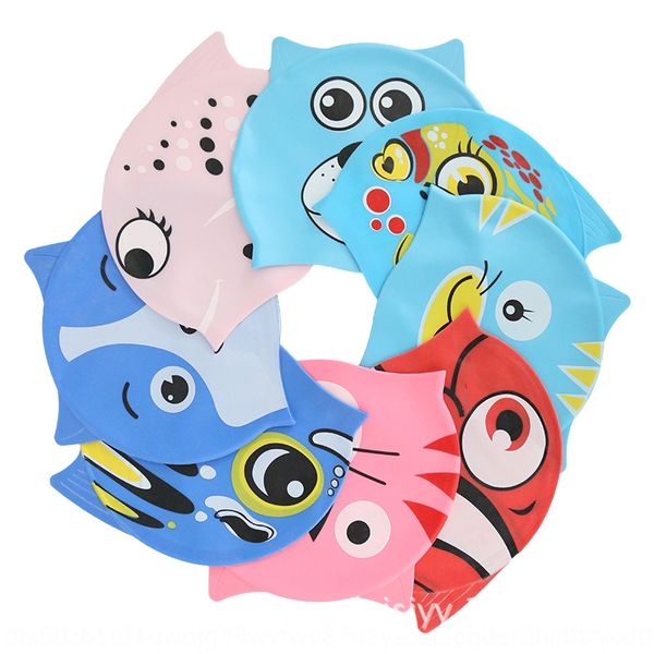 

children's waterproof cartoon fish ear protection silicone m006 silicone swimming cap swimming cap