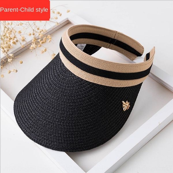 

parent-child children's summer face-covering korean straw straw fashion sun hat all-match beach bee empty sun hat, Blue;gray