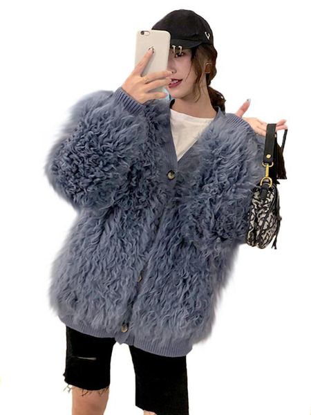 

women coat winter simple stylish lamb coats hand knit sheep fur coat russian girl knitted lamb sheep jackets mogolian coats, Black