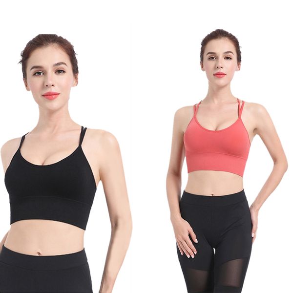 

no steel ring beautiful back sports bra cross vest type shockproof yoga fitness sports underwear female, White;black