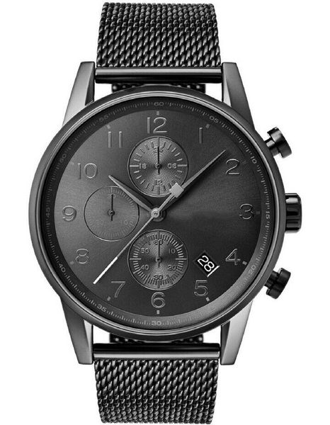

casual chronographe watch b1513497+1513674 quartz movement steel mesh strap men's watch538, Slivery;brown
