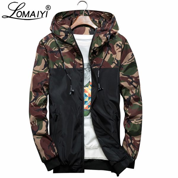 

lomaiyi men's hooded camouflage jacket men spring autumn plus size 5xl 6xl coat casual windbreaker streetwear male jackets am334, Black;brown