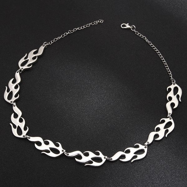 

pop punk hip hop flame clavicle necklace alloy jewelry bracelet, Silver