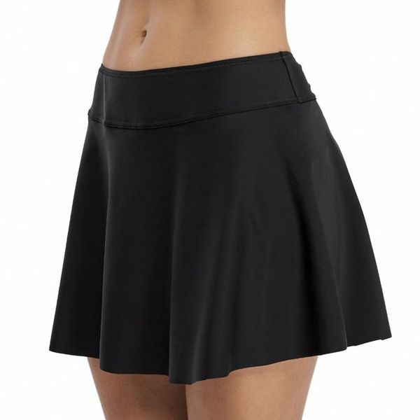 

women mid waist skirt spandex a line skirts stretch knee dance short mini skirt club wear a line above knee, Black