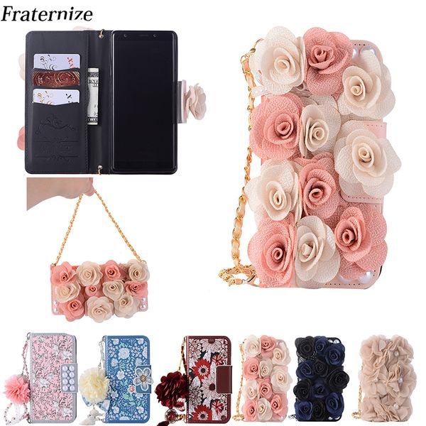 

for samsung galaxy s6 s7 edge s8 s9 plus rose flower leather flip wallet case for samsung note 8 5 4 lovely pearl phone bag