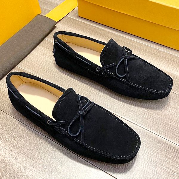 

new highquality mens casual bowknot leather shoes, nonslip wearresistant flat loafers, pedal driving shoes, stylish loafers with origina qsr, Black