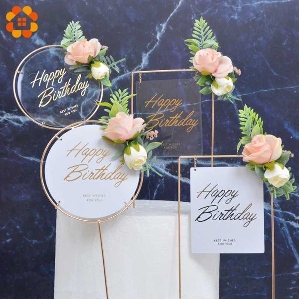 

1set diy rose cake ers artificial silk flower head happy birthday for home party decoration gift fake flower baking supplies
