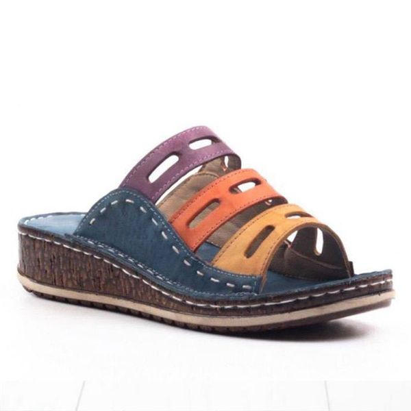 

genshuo женщины сандалия платформа клинья обувь sandalias mujer ladies open toe casual summer вьетнамка слайды пляж женщина обувь, Black