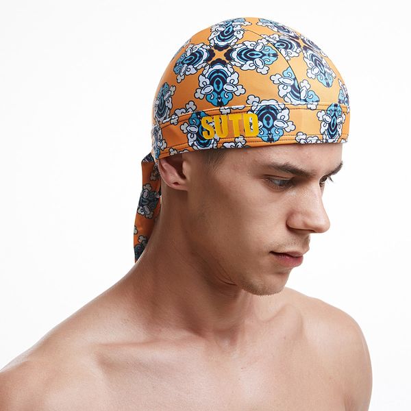 

trendy men's new nylon printed fashionable stretch swimming cap swimming cap sun hat casual sports hat for men