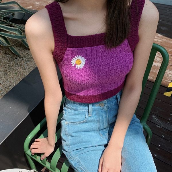 

fqorm lin shanshan the overlapping rules of ghost girls contrast color daisies knitted lin shanshan the overlapping rules of vest ghost girl, Camo