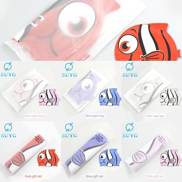 

silicone silicone children's cute cartoon swimming cap waterproof non-slip cartoon fish swimming cap
