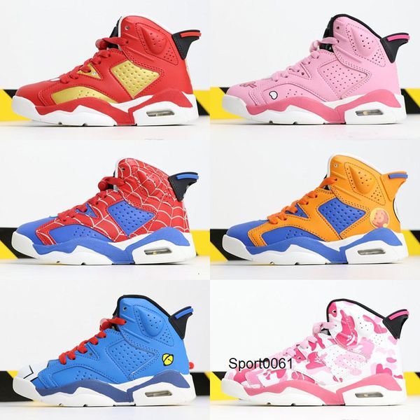 

new children's jumpman 6 vi basketball shoes kids 6s sports boys girls youths baby outdoor sneakers size 28-35, Black