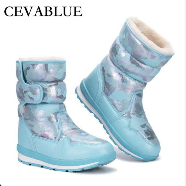 

2020 женских синего show сапог женского lady winter голеностопного snow boots плюс размер платформа износостойкого анти снег jsh-m908, Black
