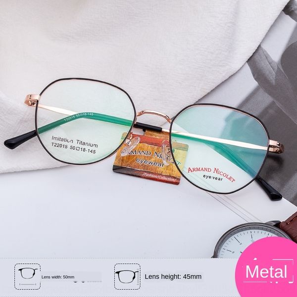 

wide-brimmed polygon kick-off frame two-color men's and women's small size glasses thin face plain glasses, Silver