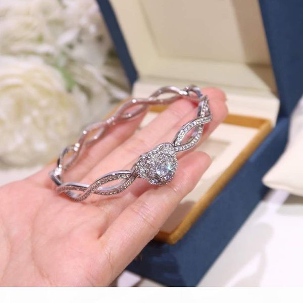 

s925 sterling silver jewelry fashion charm rose flower bracelet luxury designer ladies bracelet full of stars set with diamonds silver gold, Black