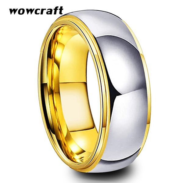 

tungsten wedding rings womens jewelry gold mens tungsten carbide band anniversary 6/8mm couple ring steeped edges comfort fit, Golden;silver