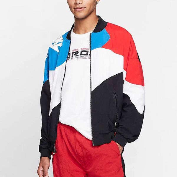 

designer long sleeve men's jackets active style sportwear windbreaker with zipper striped white black stylish jackets wholesale 2-color, Black;brown