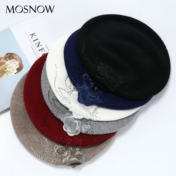 

diamond flower painter's hat fashion bunny woolen beret artistic multicolor painter hat beret mz740, Blue;gray