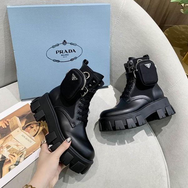 

2020 luxury designer womens breathable short boots,womens leather thick sole fashion boots roman boots with zipper pouch size 35-40 0056, Black