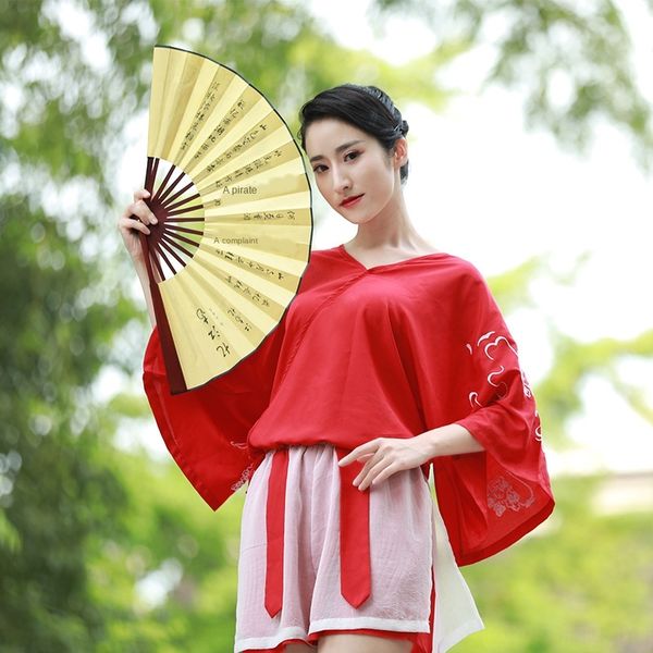 

js7yz hanfu women's improved ancient dress small women's group send bright moon red outfit student outfit ancient costume student, Black;red