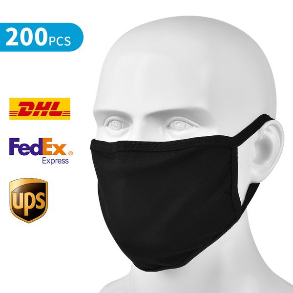 

200pcs/lot black cotton face mask washable for women men,cotton bandana fabric face mask reusable