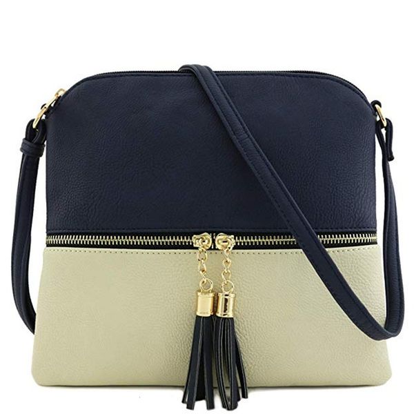 

women small handbag leather tassel crossbody bag hit color shoulder bags 2020 new fashion double zipper messenger flap bag