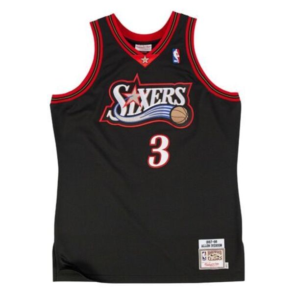 

дешевого аллен айверсон mitchell ness черного 1997-98 top джерси баскетбол джерси отсылки вест прошитого, Gray