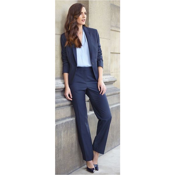 

navy blue casual women business outfit suits female custom made 2 pieces office work tuxedos suits terno feminino jacket pants, White
