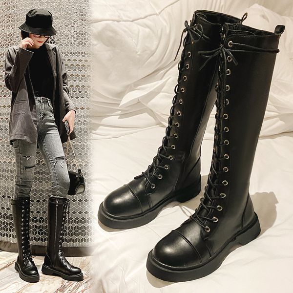

boots round toe shoes luxury designer flat heel summer booties thigh high heels high boots-women rubber mid, Black