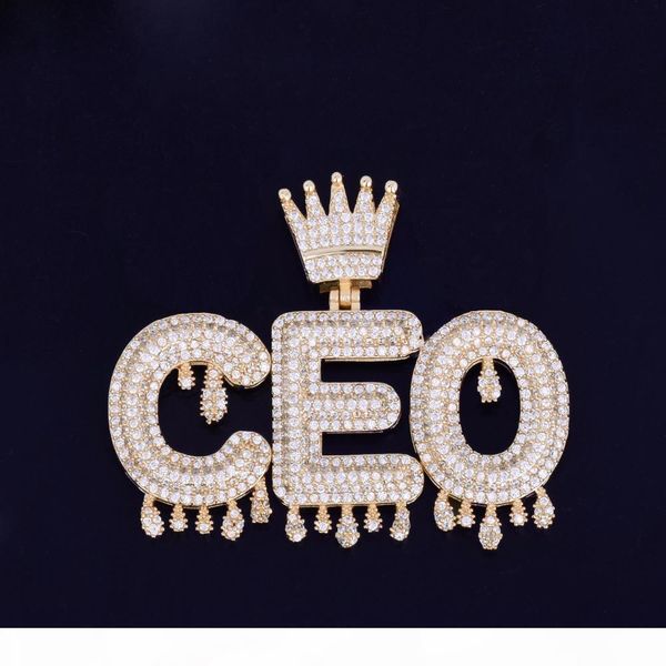 

hip hop custom name bubble letters pendants necklaces micro cubic zircon with rope chain or cuban chain, Silver