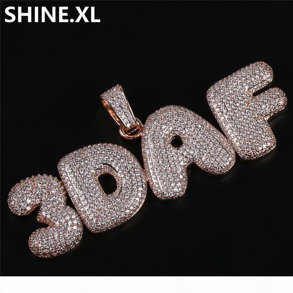 

a hip hop custom name combination bubble letter pendant necklace micro cubic zirconia gold silver color copper pendant necklace