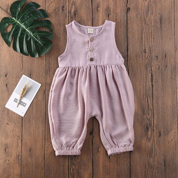 

pudcoco newborn baby girl clothes solid color sleeveless romper jumpsuit one-piece outfit cotton playsuit sunsuit clothes t200721, Blue