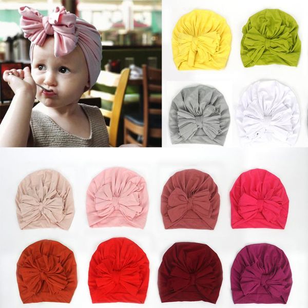 

caps & hats cute 16 colors cotton blend baby turban hat born beanie headwear infant toddler shower birthday xmas gift po prop, Yellow