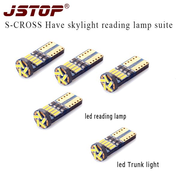 

js5pcs/set s-cross led car reading light canbus w5w t10 194 12v bulbs trunk light white 6000k warm white led reading lights