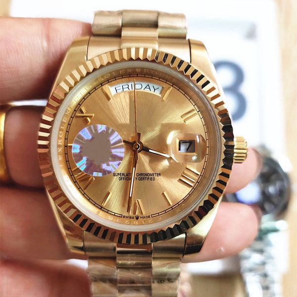 

new designer mens watches quart movement business full stainless steel gold mechanical watch automatic datejust luxuries clock drop shipping, Slivery;brown