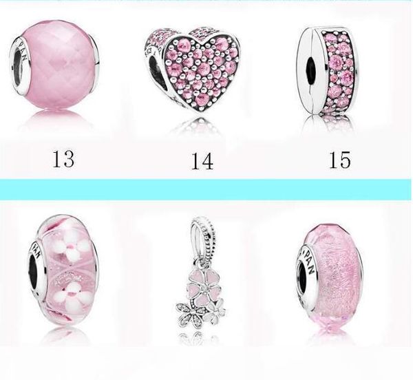 

e 2020 s925 sterling silver jewelry diy big hole loose beads fits ale charm for pando bracelets for women pink color bracelet &neck, Black