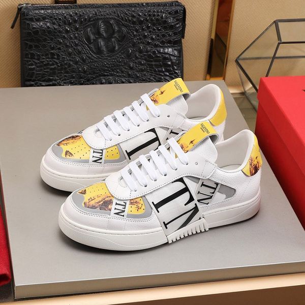 

2020 c1 mens classic casual shoes leather lace-up fashion luxury designer shoes handsome mens sneakers original box, Black