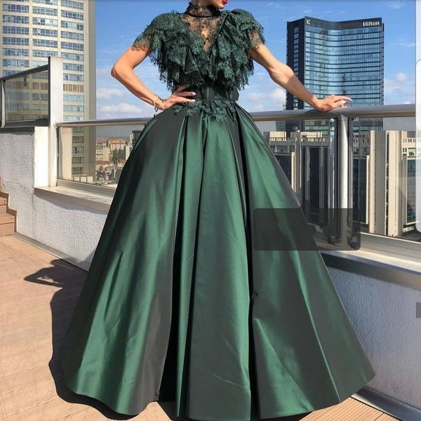 

ball gown green lace prom dresses, Black