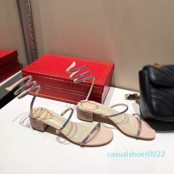 

fashion cleo rainbow sandal crystal serpentine winding open toe strass 40 high heel party women rc sandals c22, Black