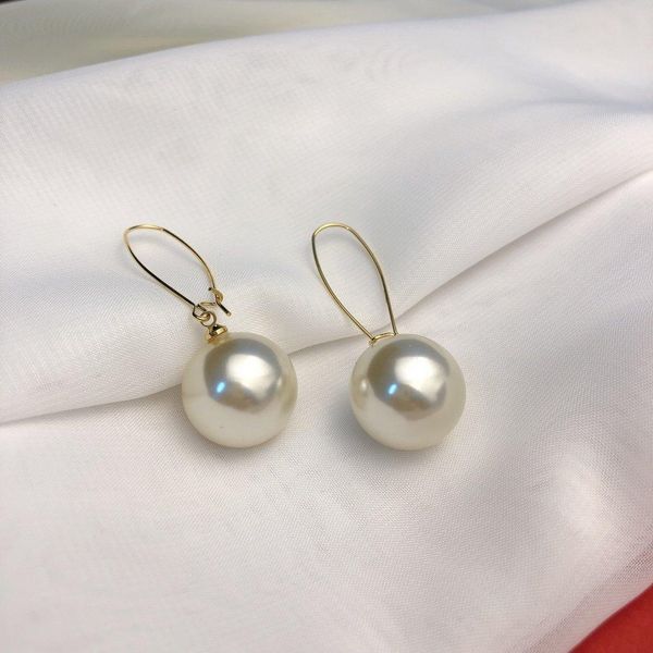 

simple pendant earrings handmade zircon pearl luxury jewelry 18k gold plated brass earrings stud earrings for women asymmetric earring chri, Golden;silver