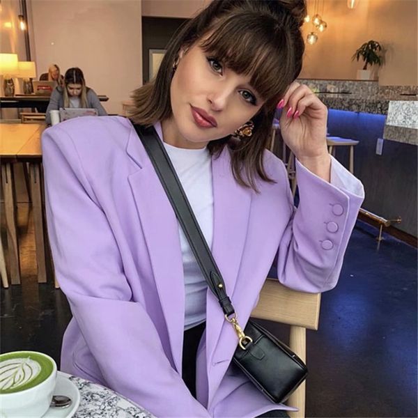 

women's suit coat autumn 2019 new ins internet celebrity loose long sleeve coat coatelegant purple small suit, White;black