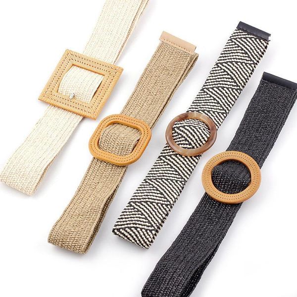 

ybt straw weaving belt plastic smooth buckle belt new pp straw knitted male and female students fashionable, Black;brown