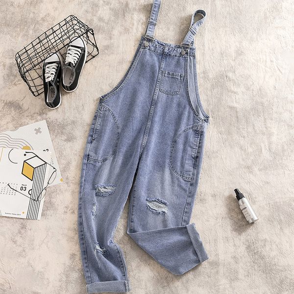 

jeans woman for autumn and winter denim bule overalls women plus size casual jean femme for streetwear fat mm jumpsuit rompers, Blue