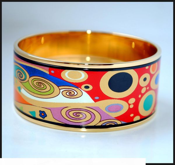

tree of life series 18k gold-plated enamel bangle bracelet for woman bracelets bangles width 30mm fashion jewelry, Black