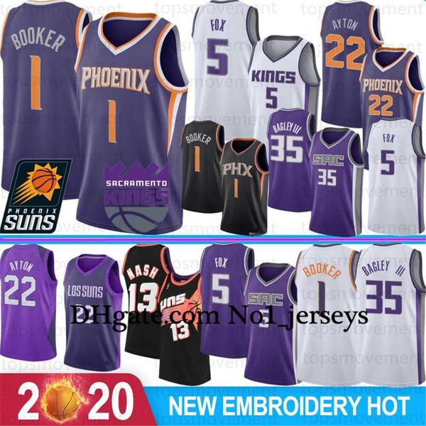 

men 22 ayton basketball jerseys devin 1 booker steve 13 nash josh 20 jackson phoenix nba suns 34 barkley 5 fox marvin 35 bagley, Black;red