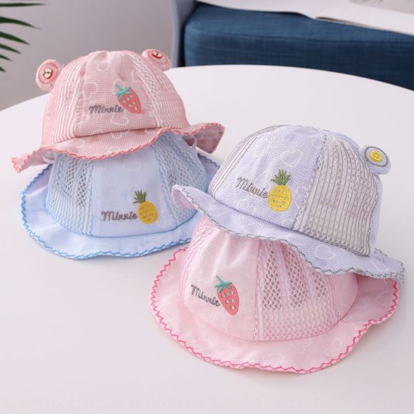 

bida children's bucket bucket fruit fisherman english embroidered fruit mesh 0-june baby fisherman hat baby sun hat sun protection, Yellow